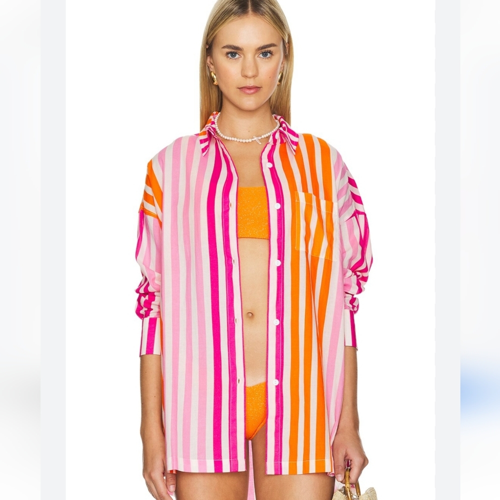 Beach Riot Alexa Sunset Stripes Relaxed Fit Cover up Size Large Petite
